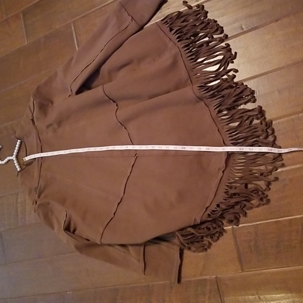 Womens Long Sleeve Cape Fringe Jacket - Picture 9 of 10